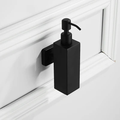Wall square black 304 нержавеющая сталь Матовый отполированный черный дозатор для мыла и лосьона, дозатор для жидкого мыла, насос для экшен столешницы, настенное крепление - Цвет: Wall square black