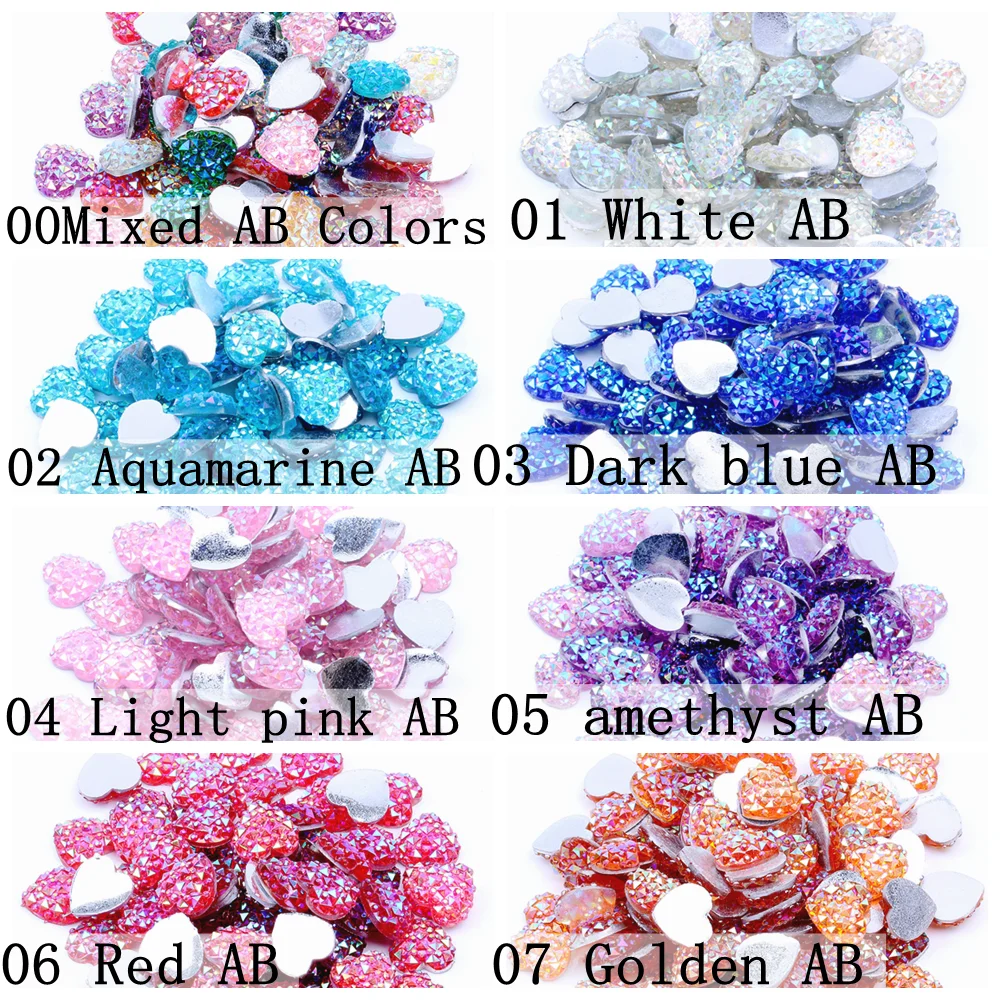 40/200pcs 12mm Heart Shape Flatback Resin Rhinestones Without hole Crocodile Skin Texture Beads Gems DIY Scrapbooking Decoration | Украшения