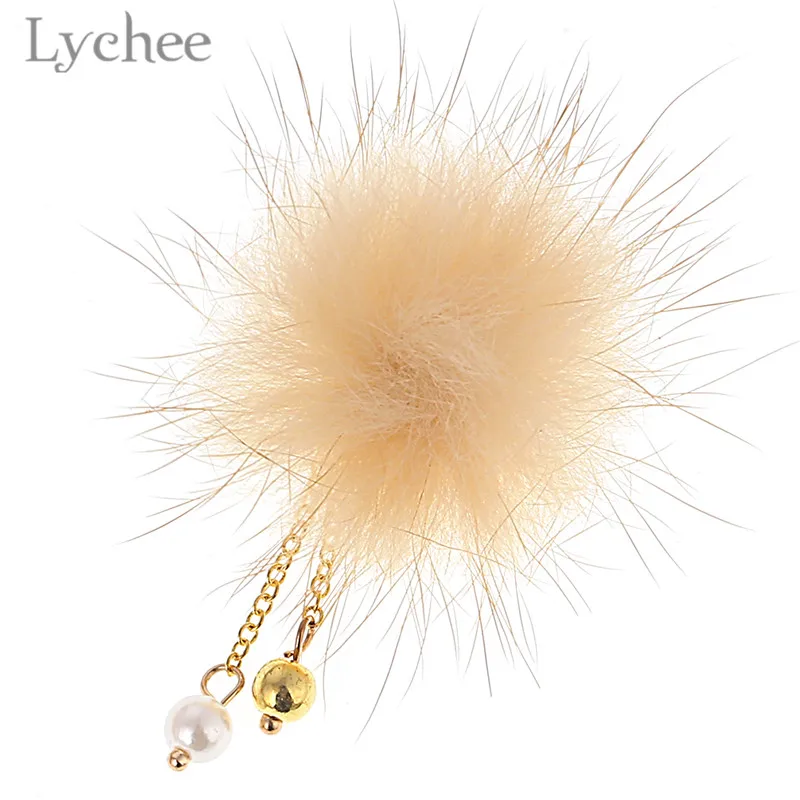 8 Lychee Модный меховой шар кисточки ногтей магнит женский брелки Kawaii помпон пушистые брелки для мужчин и женщин - Цвет: 8
