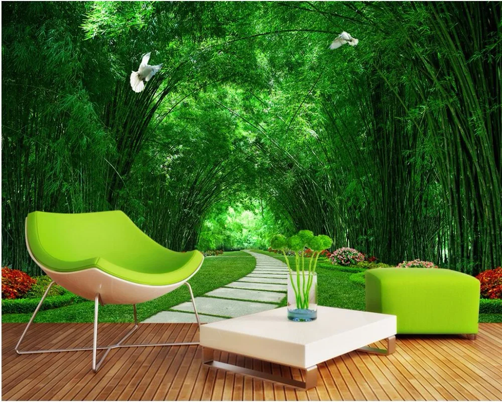 

3d room wallpaper custom photo mural Bamboo Park Green Road picture decor painting 3d wall mural wallpaper for walls 3 d