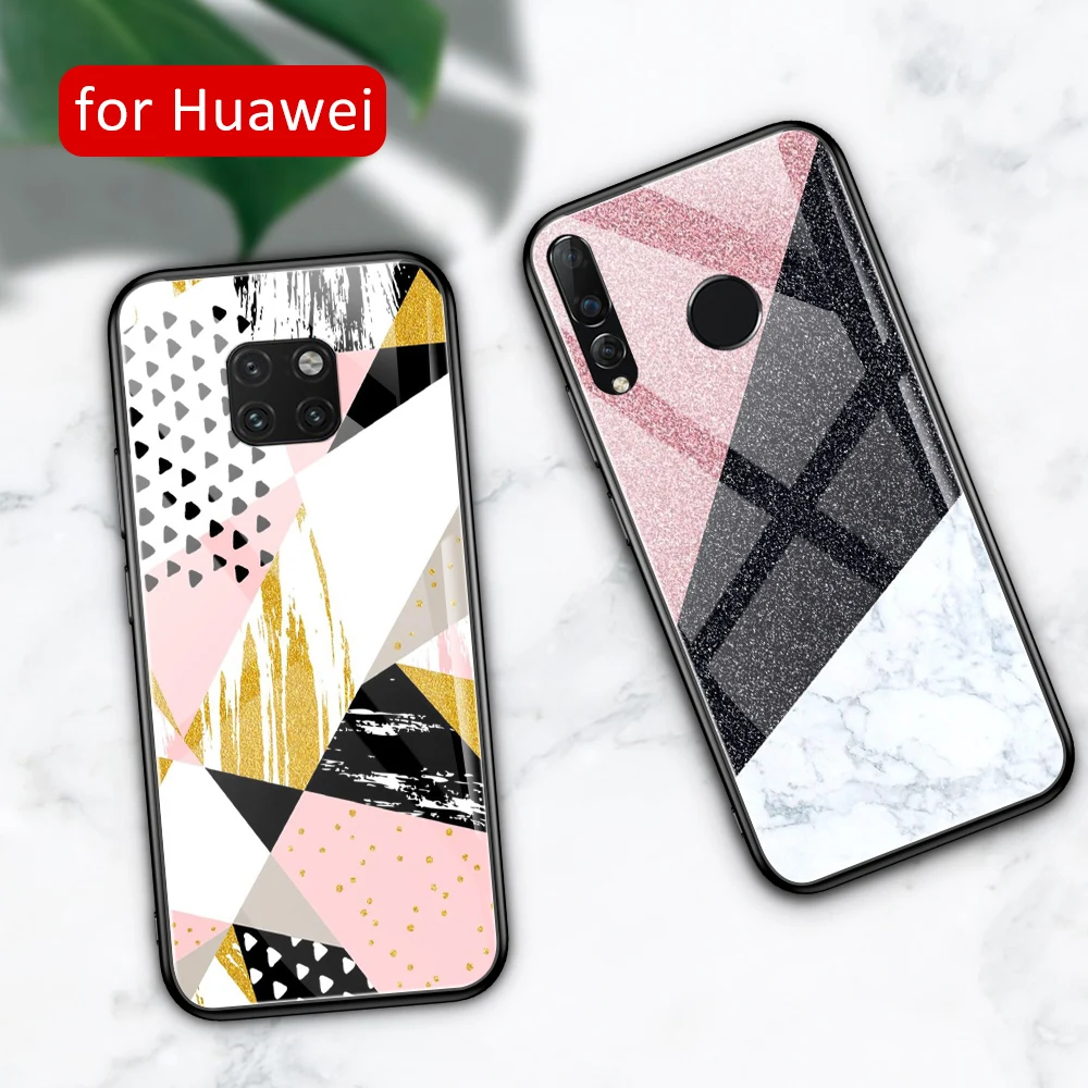 Для Huawei mate 20 lite чехол стекло nova 3 мрамор Мода для 9 10 pro 20x RS Nova 3i 3e 4 4e Y9 2019 | Мобильные