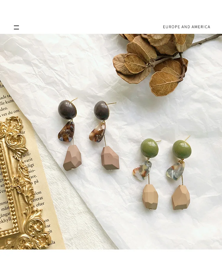 AOMU Morandi модные популярные цветные акриловые серьги, геометрические свисающие серьги для женщин и девушек, Brincos Bijoux, подарок