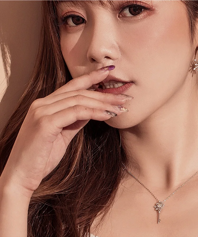 Bamoer Love Key, ожерелье для женщин, дизайн, цепочка с кристаллами, ожерелье для женщин, подарки на день рождения, ювелирные изделия BSN072