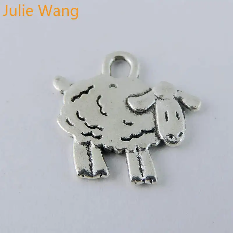 

Julie Wang, 20 шт., подвески в виде маленьких овец, животных, сплав, Античное серебряное ожерелье, браслет, фурнитура, аксессуары для изготовления ювелирных изделий