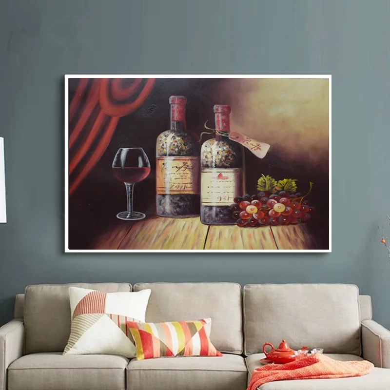 

Hand painted oil painting canvas Classic still life wine paintings Abstract Wall Pictures for Living Room decoration Painting