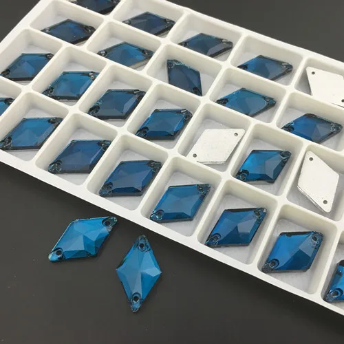 blue zircon 11x19 мм Стекло с украшением в виде кристаллов с рисунком ромба; sew On Stone AB, Сиам, красный, Цвет Flatback 2 отверстия шитье бисера Ювелирных изделий - Цвет: blue zircon