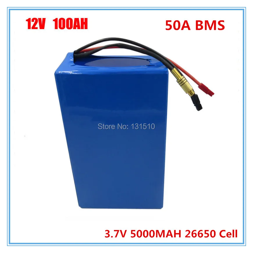 500W 12V 100AH батарея 12V 3S литиевая батарея с 12,6 V 5A зарядное устройство с 50A BMS для уличного освещения/ebike батарея