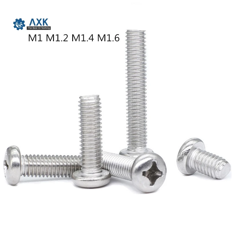 100 шт. M1 M1.2 M1.6 M1.4 ISO7045 DIN7985 GB818 304 Нержавеющая сталь самонарезающие винты с плоскоконической головкой и PM шурупы Phillips Винты