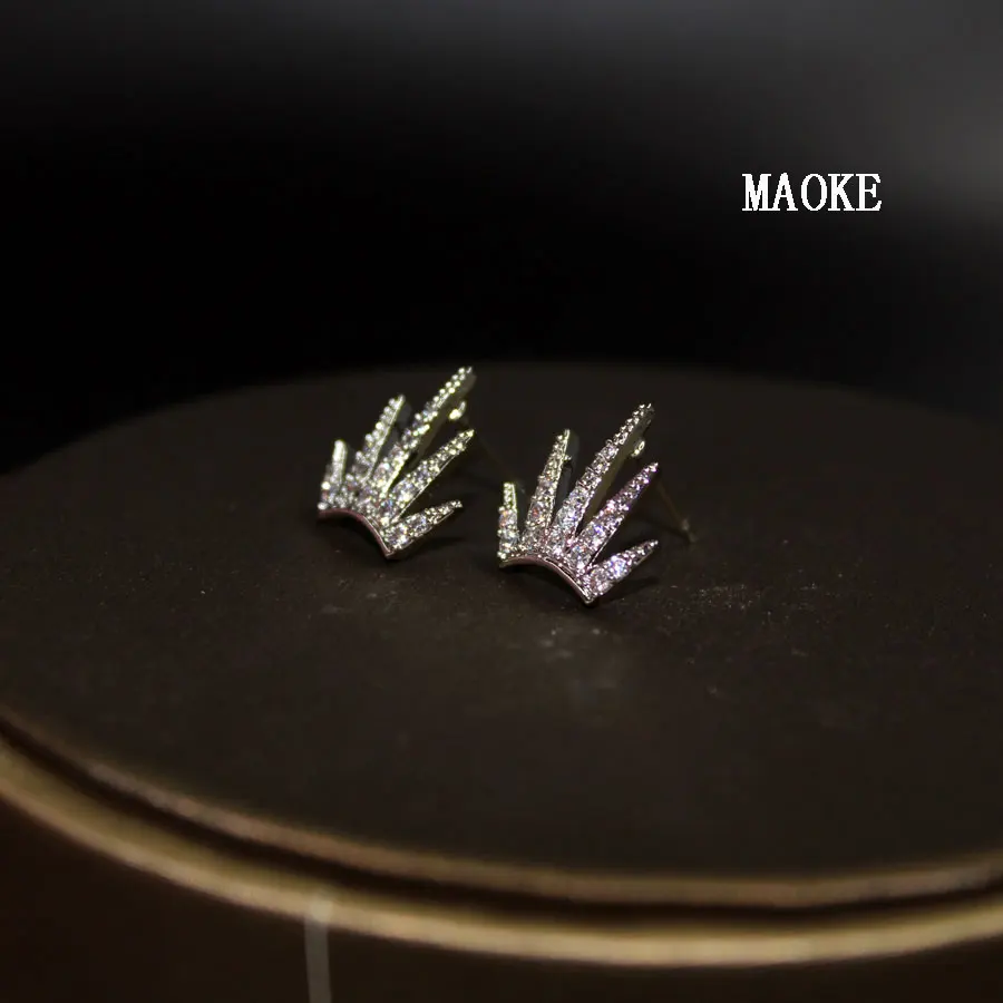 Корейские серьги в форме короны с цирконом модные ювелирные украшения для