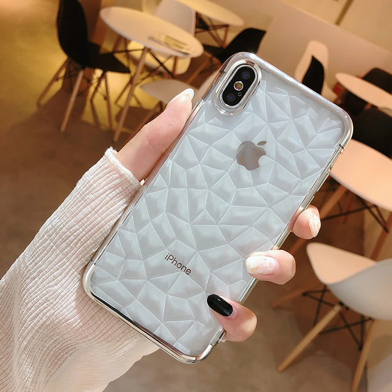 Роскошный металлизированный чехол для телефона iphone x 10 8 7 мягкий прозрачный из