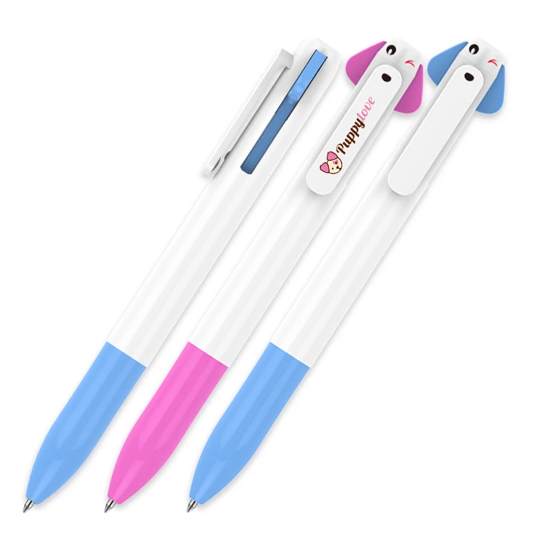 200 pcs/lot  Double Color Refills Click Plastic Ballpoint Pen Custom LOGO Baby dog Pen Promotional Pen Imprint Company Name