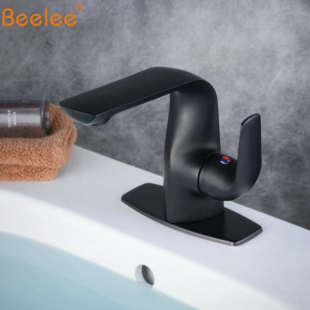 Beelee Oil Rubbed Black Bathroom Basin Sink Vanity Faucet Deck Mounted Mixer Taps with Widespread Hole Cover Plate BL7522B | Обустройство