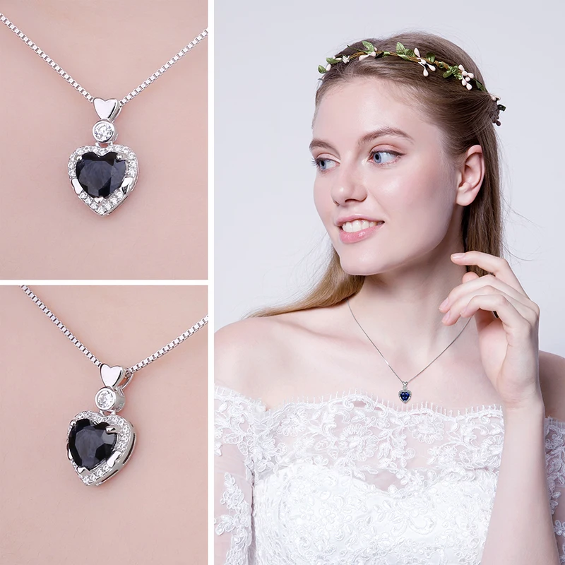 JewelryPalace сердце 1.5ct Аутентичные черной шпинели кулон Цепочки и ожерелья 925 пробы