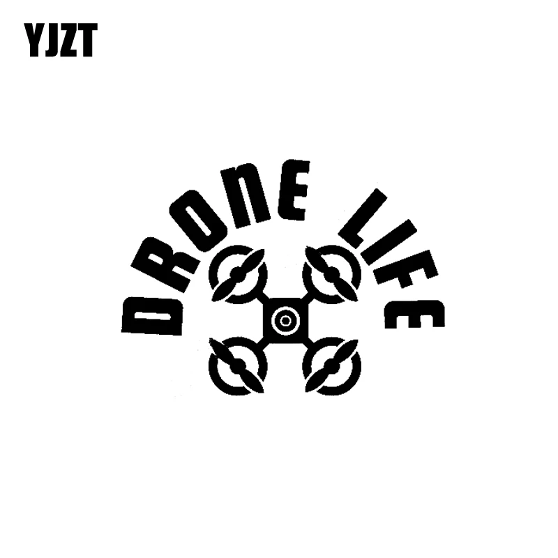

YJZT 13,6 см * 9,9 см Виниловая наклейка на Дрон, автомобильная наклейка «Drone LIFE», черный/серебристый цвет
