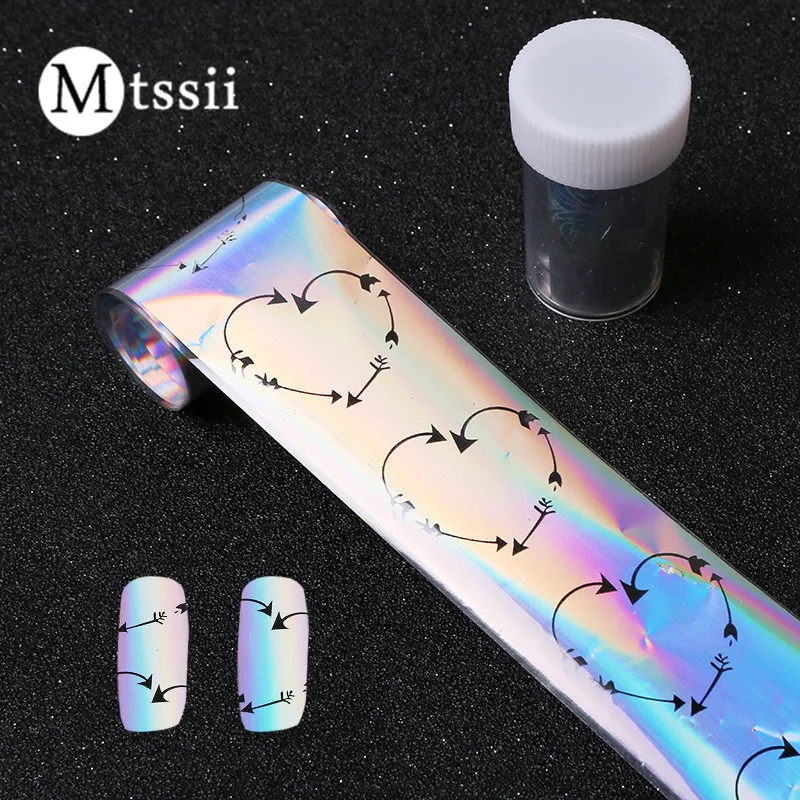 Голографическая наклейка для ногтей Mtssii Starry Sky 4*100 см с узором в виде сердца и