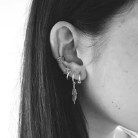 new fashion earrings for women ear studs female punk style leaf cross ear studs combination jewelry wholesale