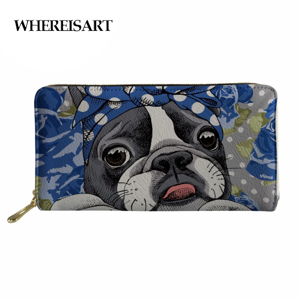 Женский кошелек с рисунком Boston Terrier Длинный клатч для телефона держатель карт