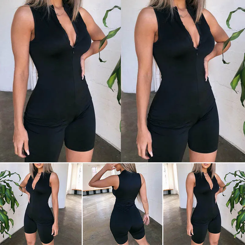 Женский сексуальный комбинезон с глубоким v образным вырезом без рукавов