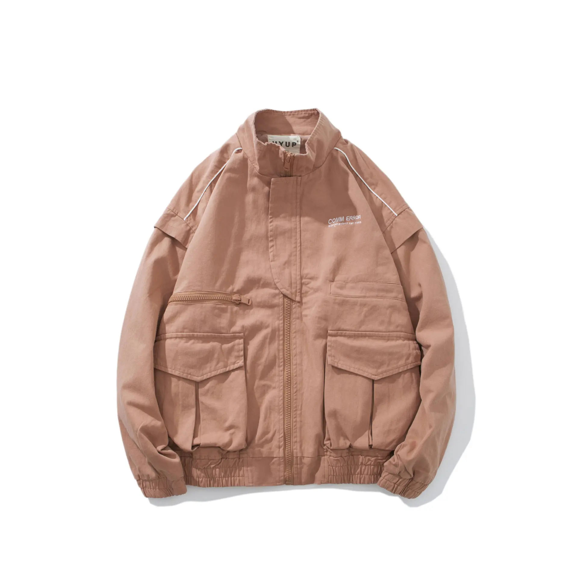 Розовый Армейский зеленый черный карго карман мужская куртка стоячий воротник