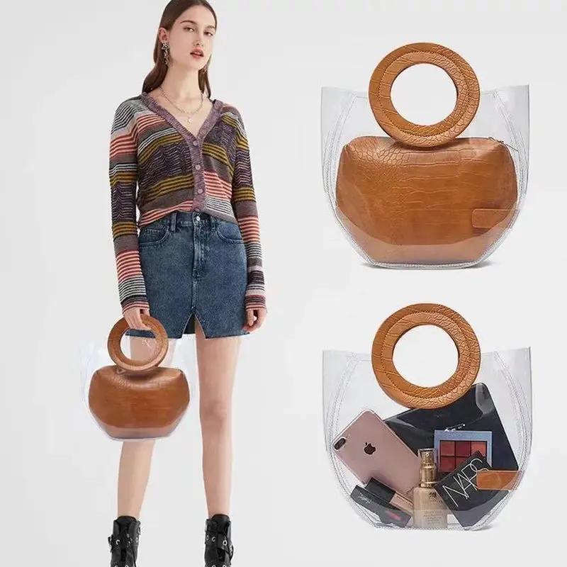

2019 Clear Transparent PVC Shoulder Bags Women Candy Color Women Jelly Bags Purse Solid Color Handbags sac a main femme handbag
