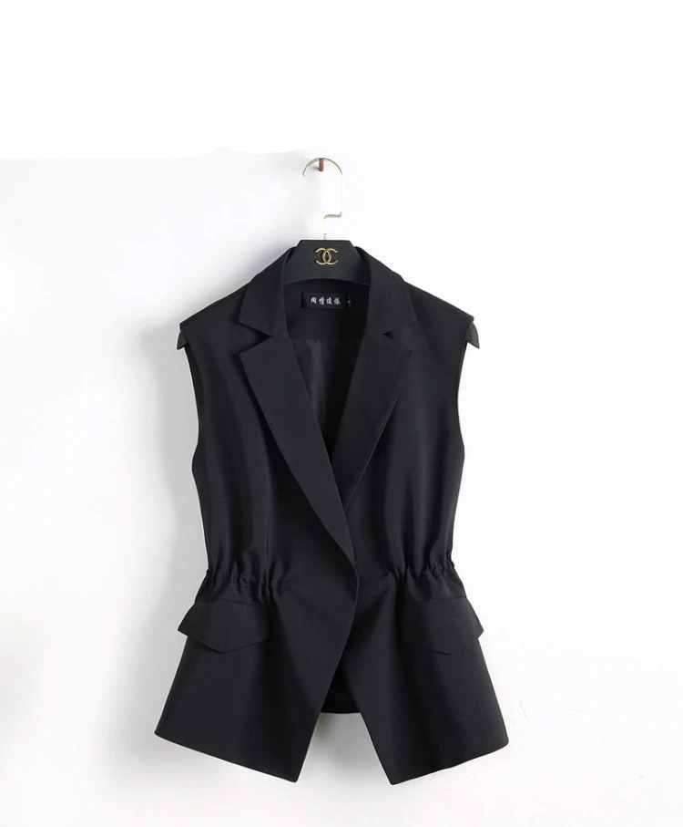 S-2XL, новинка, OL, Модный женский костюм, жилет, короткий, стильный, эластичный пояс, тонкий, элегантный, офисный, большой размер, Женский Топ, черный, белый цвет, куртки