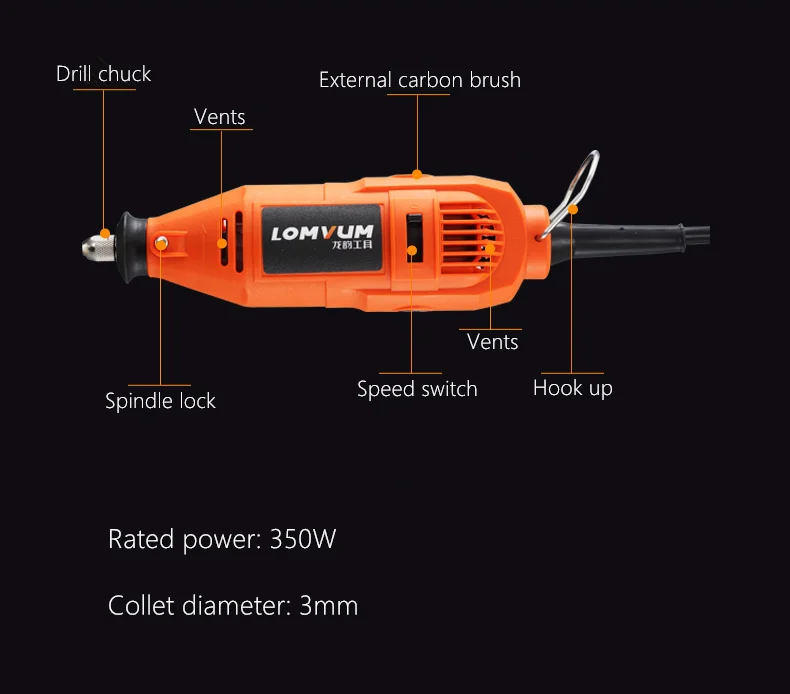 Миниатюрная электрическая дрель 350 Вт/400 Вт dremel с 6 позициями регулировки скорости