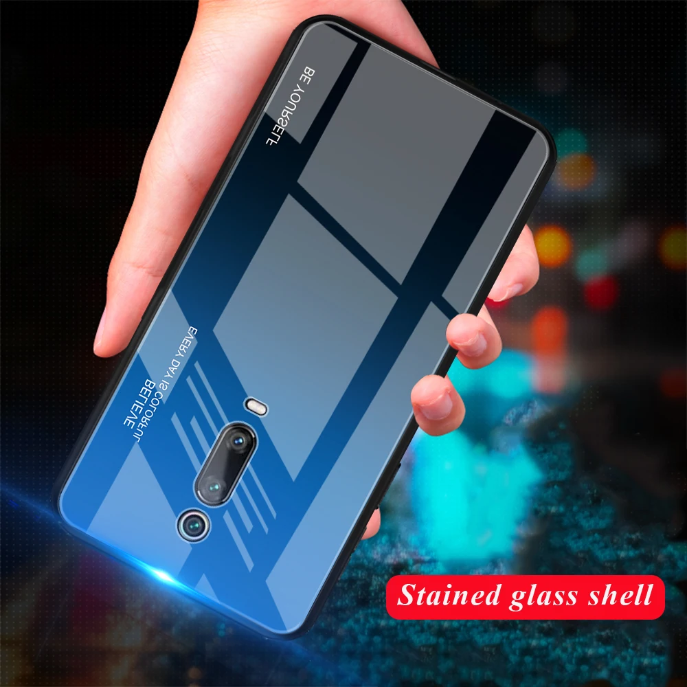 KISSCASE Case For Xiaomi Mi 9T Redmi K20 Silicone Frame Cover Xiomi Pro Gradient Tempered Glass Phone Cases |