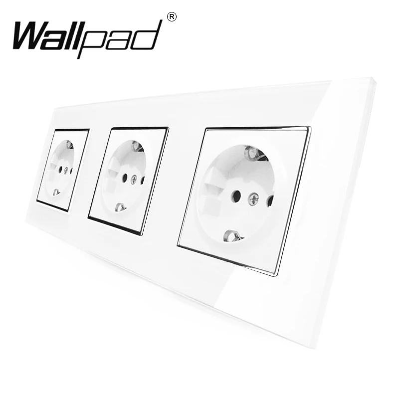 3 ЕС Shuko розетка Wallpad люксовые клавишные белого цвета с украшением в виде