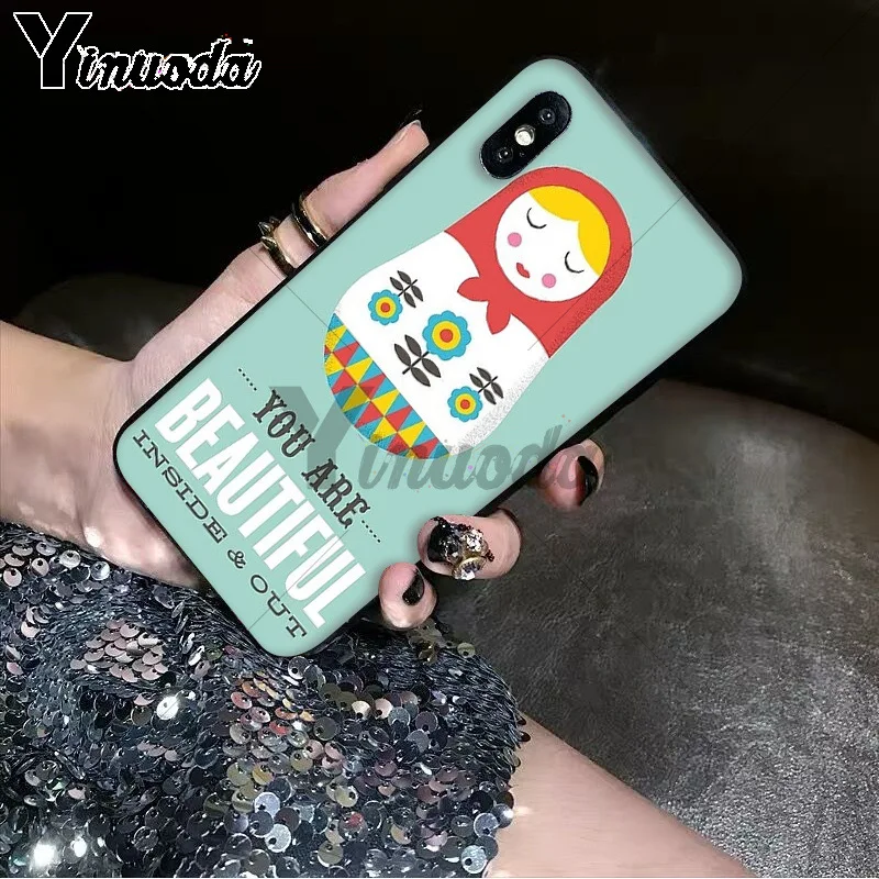 11pro MAX Русская Матрешка черный мягкий чехол для iPhone 6S 6plus 7plus 8 8Plus X Xs 5 5S
