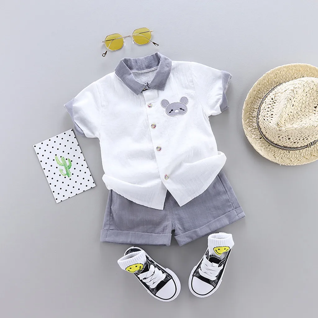 Clothes newborn baby girls short sleeve T shirt Cat Embroidery Tops shorts Costume 2pcs 2019 Kids summer outfits set | Детская одежда и