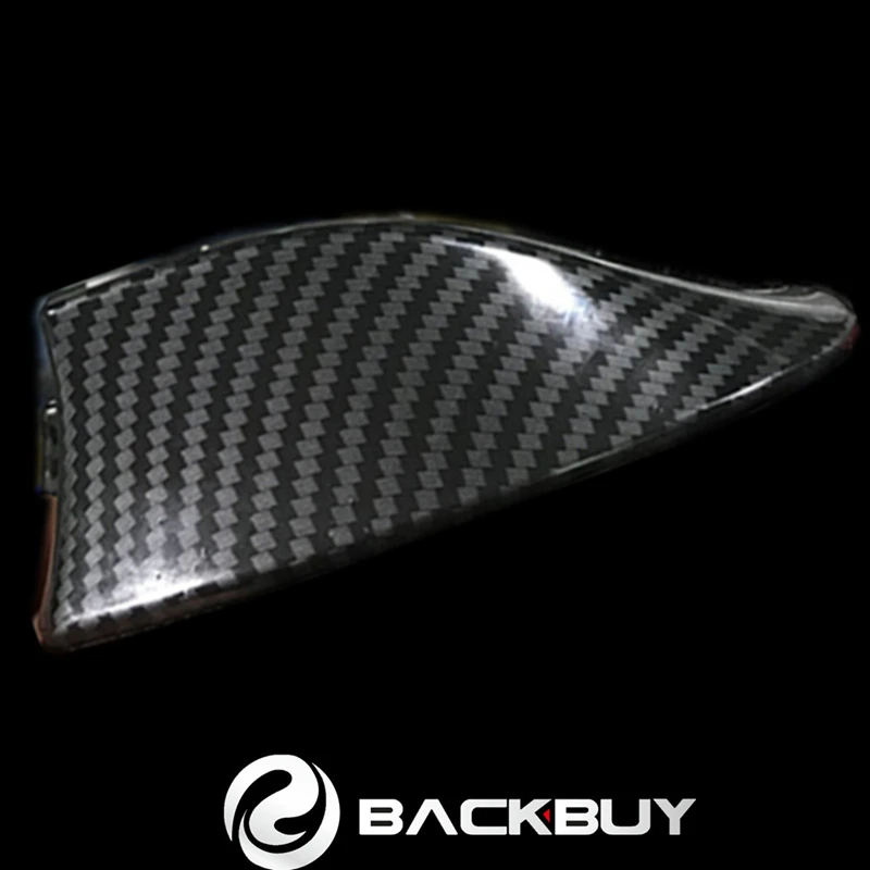 

Autoptgo Universal Carbon Fiber Large EVO-Style Roof Shark Fins Spoiler Wing Kit Vortex Generator With 3M Sticker Car Styling