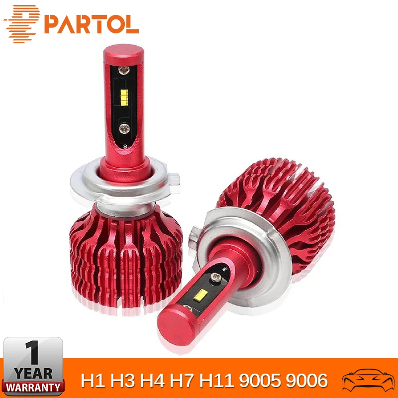 Partol светодиодный H4 H7 H11 H1 H3 9005 9006 чипы ZES Противотуманные фары с радиатором фар 60 W