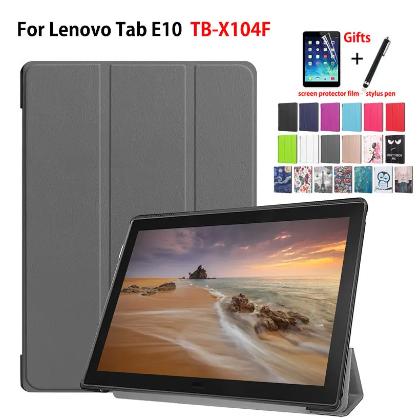 Чехол для lenovo Tab E10 TB-X104F TB-X104L 10," чехол Funda Tablet тонкий защитный чехол из искусственной кожи с подставкой+ стилус+ пленка