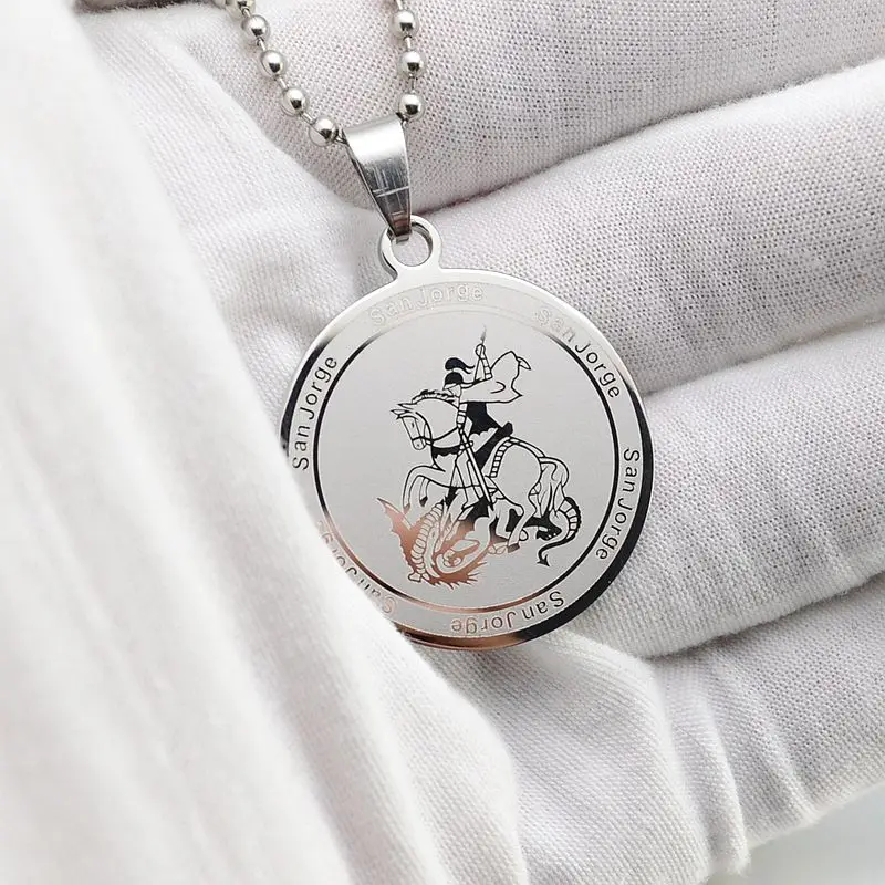 Круглая Подвеска из нержавеющей стали с изображением дракона Сан Хорхе Сейнт