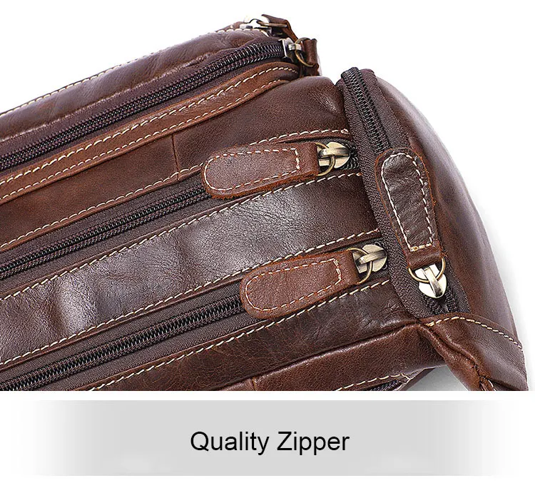 Genuine Leather Men Waist Bags Brand Large Capacity Outdoor Waist Baotou Layer Leather Man Pockets Messenger Bag C8355