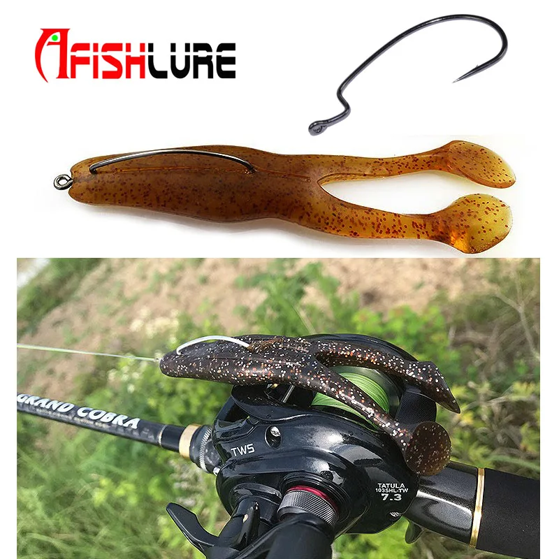 2pcs/lot 105mm 13g Afishlure Frog Soft Bait Fishing Lures And 49mm Wide Belly Crank Hook Hooks Lure | Спорт и развлечения
