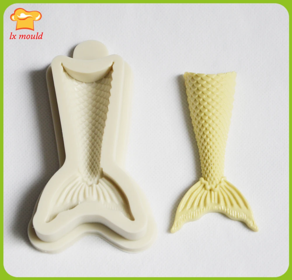 

New 2D Mermaid Fondant Cake Silicone Mold Fish Tail Dry Pez Shape Chocolate Mold