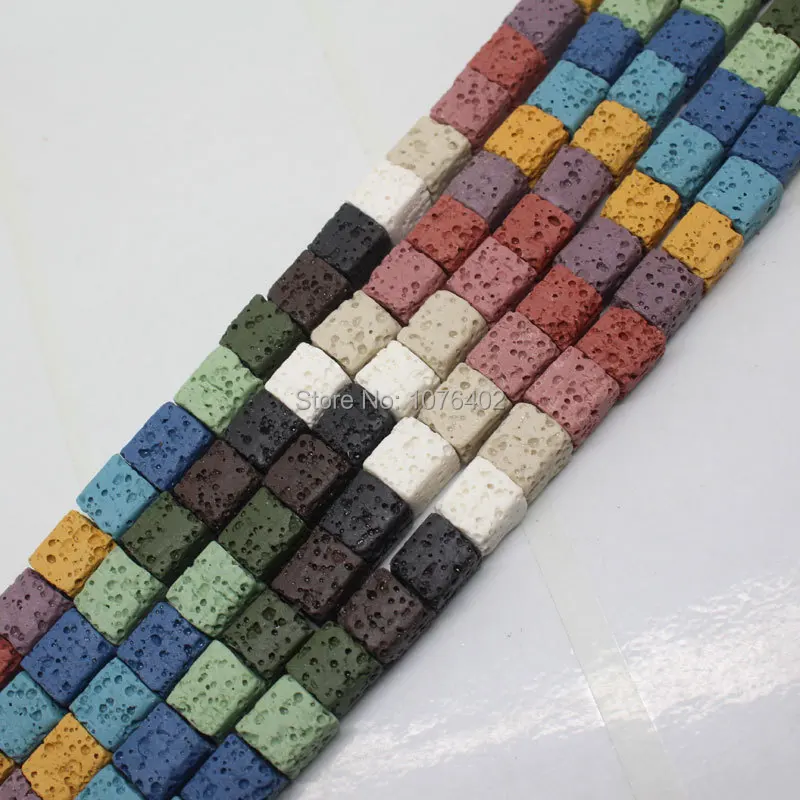 

Mini. order is $7! 8mm Multicolor Volcanic Lava Stone Square Loose Beads 15"