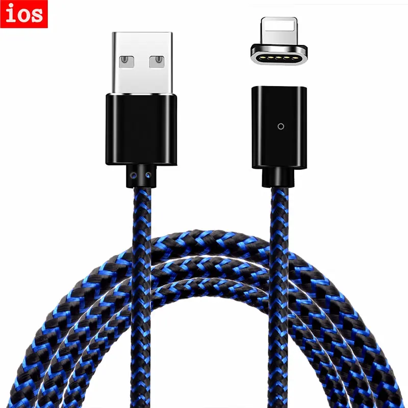 Магнитный кабель 3A 1 м Micro usb type C кабель для iPhone Быстрая зарядка usb type-C Телефон магнитное зарядное устройство для samsung Xiaomi huawei - Color: IOS blue