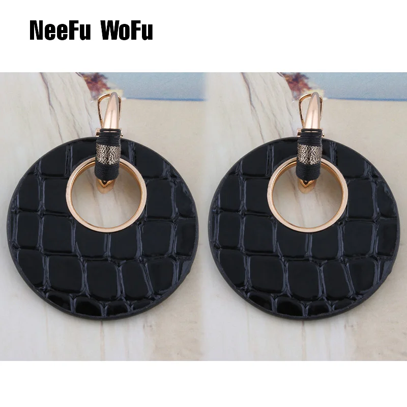 Длинные серьги подвески NeeFu WoFu круглые модные кожаные с тигром брендовые большие