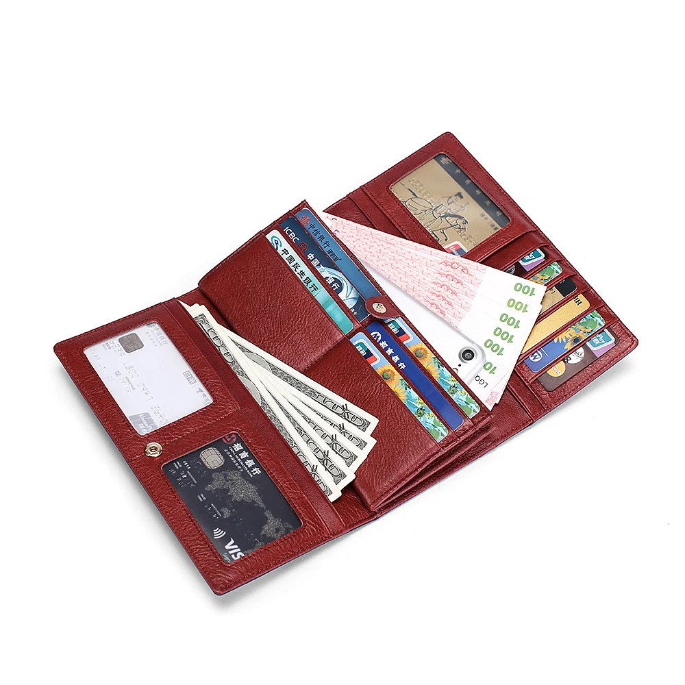 

Carteira Feminina COMFORSKIN Premium 100% Cowhide Leather Unique Woman Zipper Purses Famous Brand Long Vintage Women's Wallets
