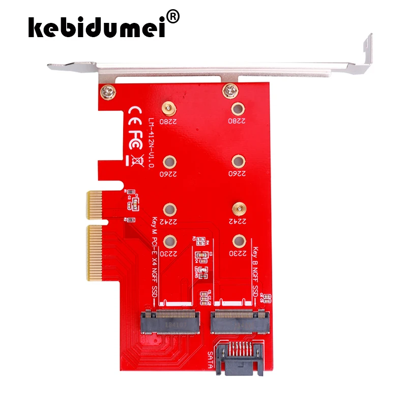 PCIe к M.2 NVMe SSD NGFF Riser Card M Key B SATA порт адаптер расширения NVME расширенный двойной