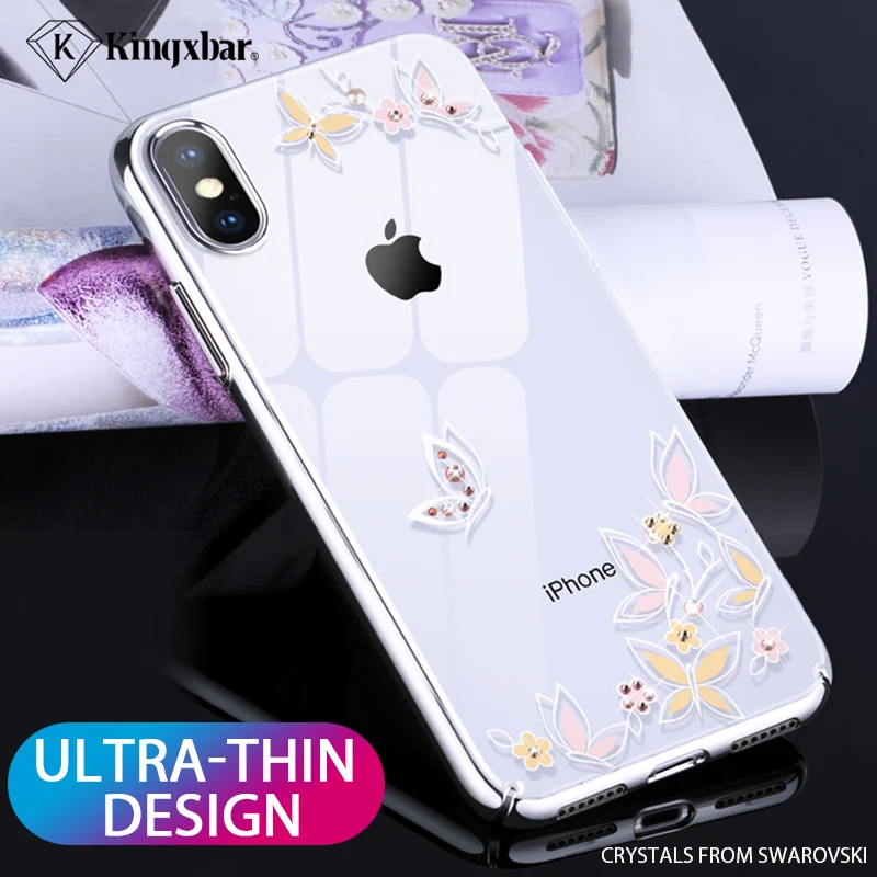 KINGXBAR для iPhone Xs Max цветок чехол тонкий прозрачный Макс крышка Роскошный Кристалл
