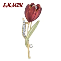high grade rhinestone tulip brooch hand dripping flowers lady occasion wear corsage party brooches