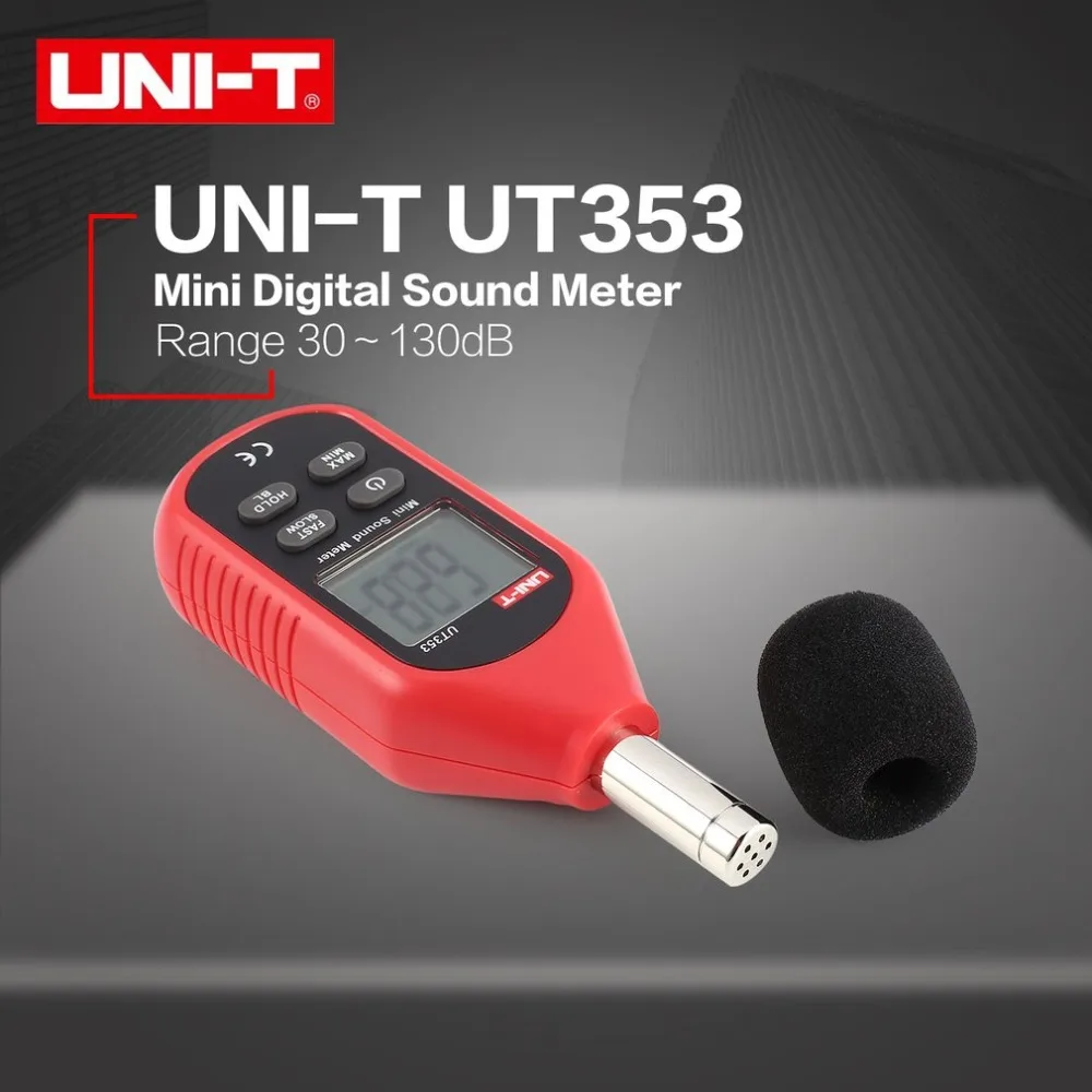 UNI T UT353 цифровой ЖК дисплей мини Ручной измеритель уровня звука шум аудио датчик