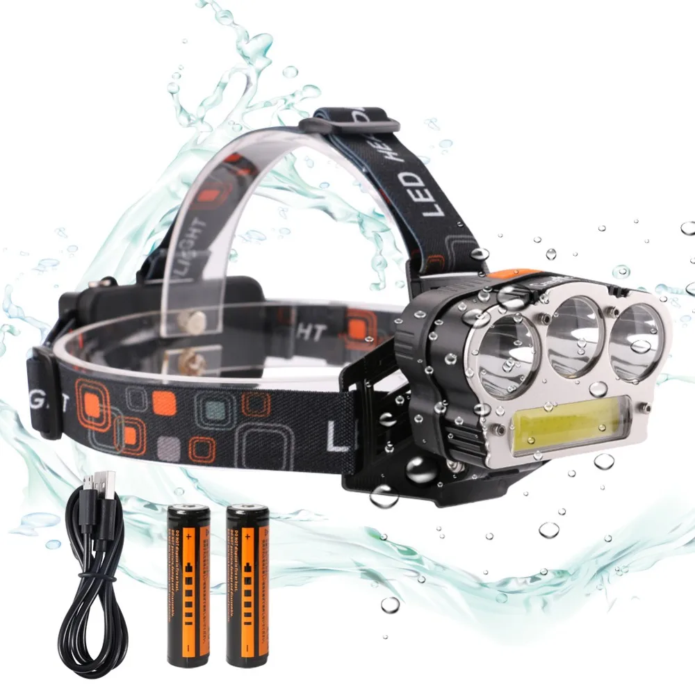 

6000 Lumens LED Headlight Lantern Headlamp Flashlight Waterproof Torch+18650 Battery+USB Rechargeable Emergency Phone Charger
