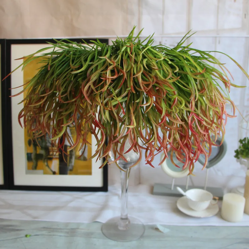 1 букет искусственных растений на ощупь 7 вилок свадебное украшение лоза зеленая