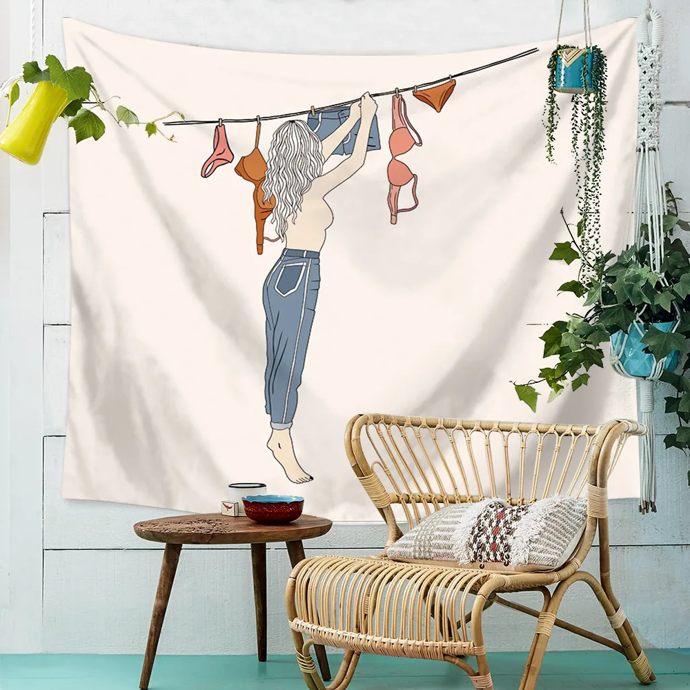 Белый и Черный абстрактный настенный гобелен мужская Дамская Художественная