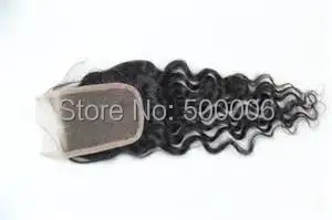 Бесплатная доставка Естественный цвет бразильский вьющиеся закрытие 4 '' x