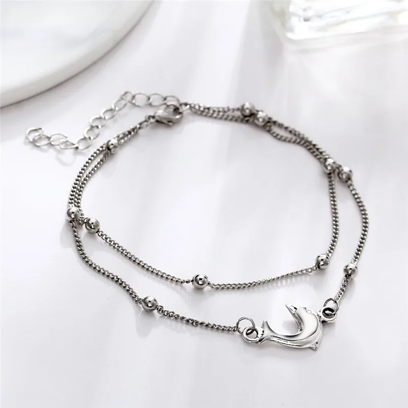 Женский браслет на лодыжку GS из нержавеющей стали с милыми рыбками и животными